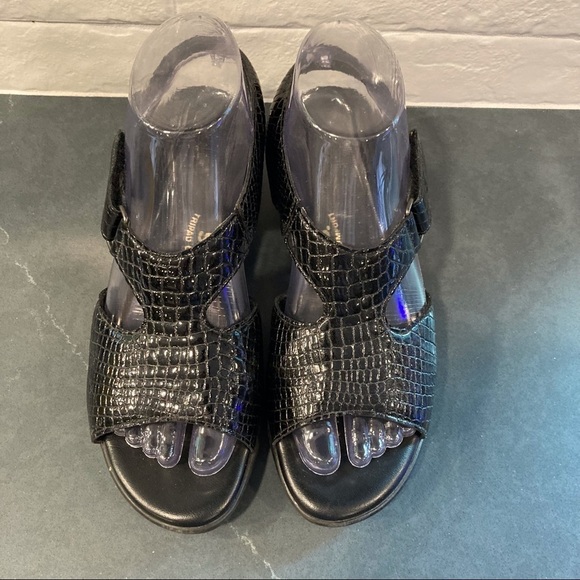 SAS sz 7.5 Suntimer Heel Strap Sandal black patent croc - Picture 5 of 13